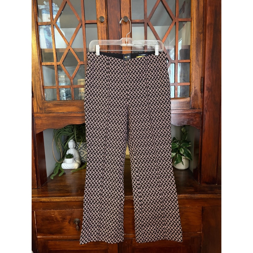 Maeve by Anthropologie The Margot Pant Pink Black Geometric Wide Leg Size M